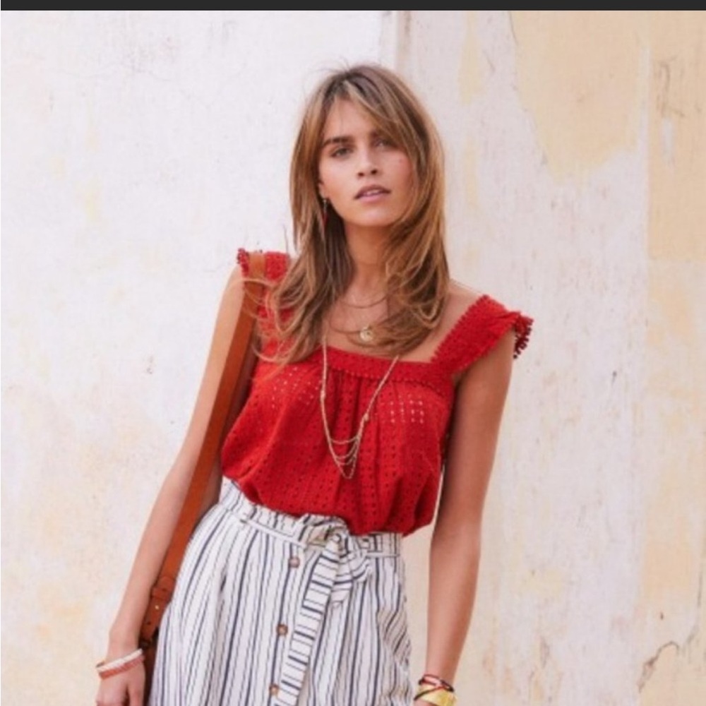 Sezane Abby Eyelet Blouse Size 40 US 8